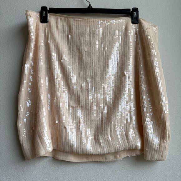 J. Crew Collection Sequin Ivory Champagne Mini Holiday Skirt Size 18 / XXL - Picture 2 of 7